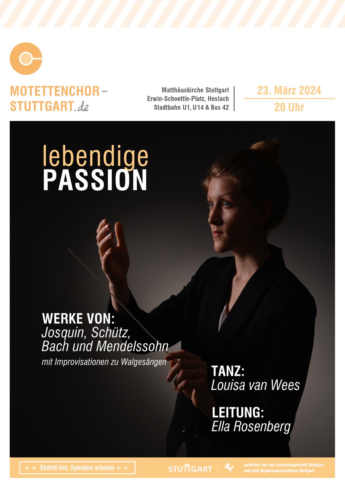 Bild des Plakates für das Konzert lebendige Passion des Motettenchor Stuttgart