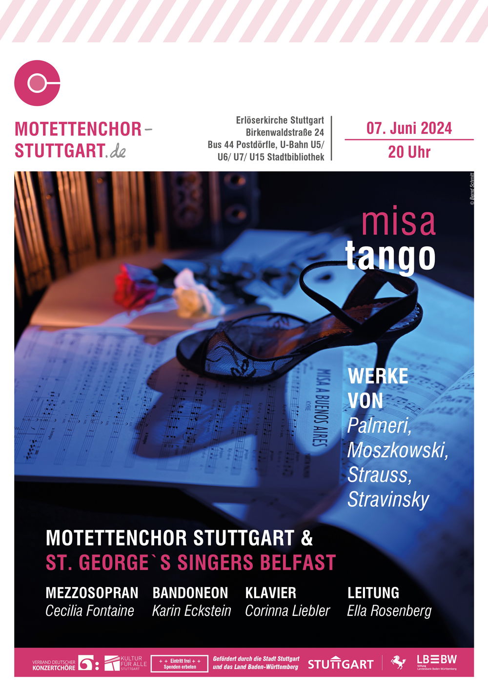 Bild des Plakates für das Konzert misa tango des Motettenchor Stuttgart